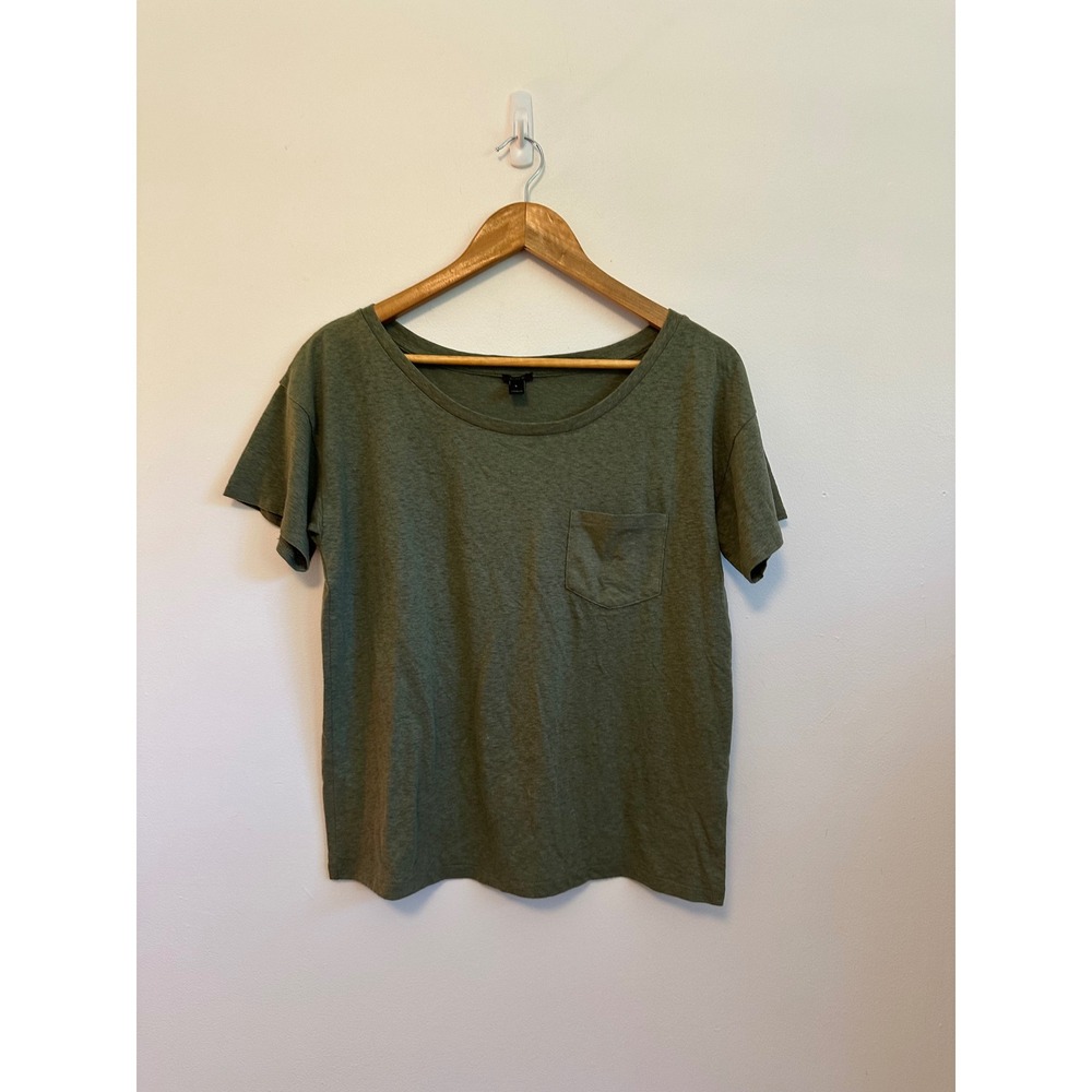 J.Crew Olive Green Heather Scoop Neck Pocket Short Sleeve T-Shirt | Size Small